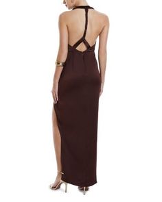 Bcbgmaxazria Back Twist Halter Gown Halter Gown, Black B, Floor Length Gown, Halter Neckline, Chocolate Brown, Cowl Neck, Floor Length, Stretch Fabric, Fabric Design