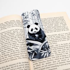 an open book with a panda bear on it