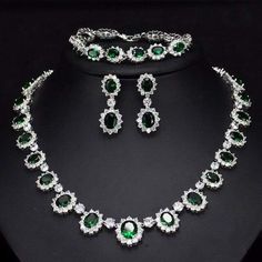 3 Pc Royal Jewels Bridal Set with Ruby/Emerald Stones - 3DVanity.com Girls Reference, Red Choker Necklace, Prom Accessories, Beautiful Accessories, Party Necklace, Necklace Sets, Wedding Party Jewelry, Red Necklace, Cubic Zirconia Jewelry