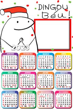 a calendar with a cartoon character on the front and back page, in spanish language