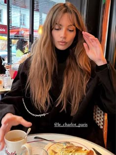 Long Hair With Bangs French, Long Effortless Hair, Mousy Hair Color, Long Hair Long Bangs, Unstyled Bangs, Face Framing Layers With Curtain Bangs, Long Dark Hair With Bangs, Types Of Haircuts, French Bangs Long Hair