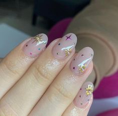 Starry Nail Designs, Astro Nails, Dainty Nail Designs, Magic Nails, Vintage Nails, Cute Nail Art Designs, Simple Gel Nails, Really Cute Nails