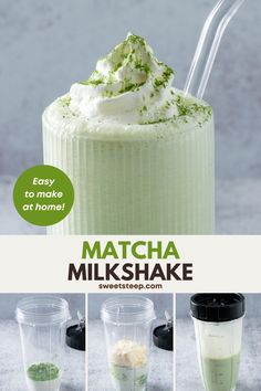 matcha milkshake recipe with instructions for making it