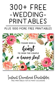 the wedding printables are on sale for $ 3 99 each, and it's free