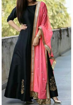 Black Dress For Women, Black Anarkali, Anarkali Suit, Anarkali Dress, Indian Attire, Manish, Desi Fashion