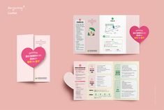 an open brochure with two hearts on the front and one in the back