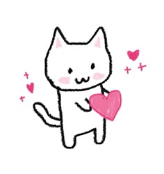 a drawing of a cat holding a heart