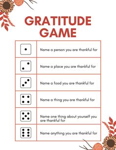 a printable game for the gratitude game with flowers and leaves on it