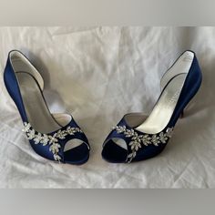 Questions? Leave A Comment Below! Blue Rhinestone Wedding Shoes For Formal Occasions, Blue Wedding Shoes With Rhinestones, Blue Rhinestone Wedding Shoes, Blue Embellished Wedding Shoes For Formal Occasions, Blue Embellished Shoes For Formal Occasions, Blue Embellished Wedding Shoes, Blue Embellished Wedding Shoes For Evening, Blue Embellished Evening Wedding Shoes, Blue Rhinestone Wedding Heels