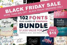 black friday sale with lots of font and graphics for $ 1, 500 value to sell