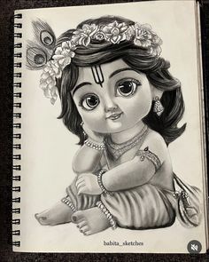 Pencil Sketches Of Krishna, Cute Kanha Drawing, Cute Krishna Sketch, Krishna Sketch Pencil, Lord Krishna Drawing Pencil, Radhe Krishna Sketch, Sketch Of Krishna, Little Krishna Sketch, Krishna Drawing Sketch