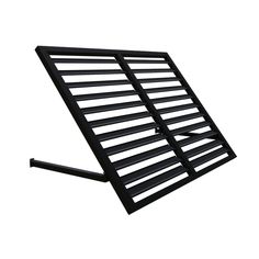 a black metal grill grate on a white background with clipping to the side