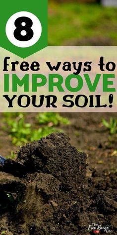 a person digging dirt with the text 8 free ways to improve your soil