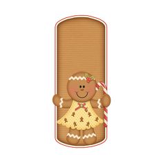 a gingerbread cut out with candy canes on it's head and legs