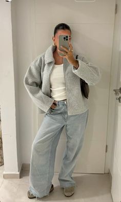 aesthetic, clean girl, minimalist, birkenstocks, clogs, instagram, chill outfit, grey jacket