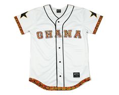 Ghana Baseball Jersey MIZIZI Ghanaian Culture, Gye Nyame, Kente Print, Black Stars, African Diaspora, Soccer Team, Black Star, Baseball Jersey