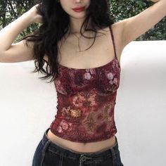 Product Introduction: Style: Sexy/Sweet/Y2K/Vintage Length: Short (40cm Vintage 2000s Aesthetic, Y2k Cami Top, Fashion Corset, Y2k Cami, Floral Cami Top, Crop Cami Top, Floral Print Crop Top, Vintage Crop Tops, Floral Cami