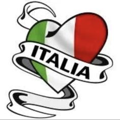 an italian flag heart and ribbon with the word italia in it's middle corner