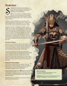 an image of a samurai in the middle of a page with information about it and how to use it