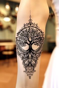 Tree Of Life Tattoo Ideas, Woman Tree Tattoo, Arlo Tattoo, Tree Of Life Tattoos, Life Tattoo Ideas, Side Tattoos Women, Warrior Tattoo Sleeve, Phoenix Tattoo Feminine, Owl Butterfly