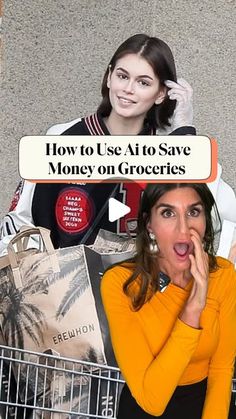 a woman holding her hand up to her face with the words how to use art to save money on groceries