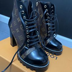 Louis Vuitton Boots In Great Condition , Only Worn Once , No Scruffs , No Scratches , No Creasing ( Not Accepting Anything Less Than Price Posted ) Monogram Boots, Shoes Louis Vuitton, Star Trails, Louis Vuitton Boots, Louis Vuitton Shoes, Bootie Boots, Ankle Boots, Size 7, Louis Vuitton