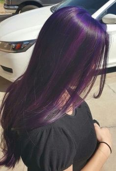 Purple Hair Ideas, Purple Hair Streaks, Purple Black Hair, Hair Ideas For Women, Skunk Hair, Luxury Purple