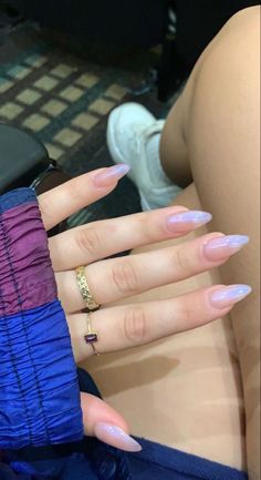 Sheer Blue Nails, Irridescent Nails, Iridescent Nails, Periwinkle Nails, Acrylic Nails Almond Shape, Mermaid Nails, Almond Shaped, Hair Skin Nails