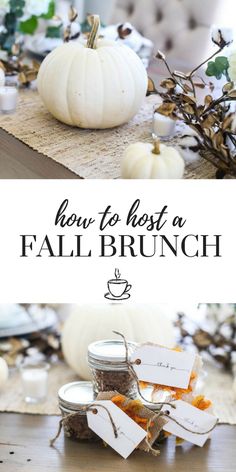 how to host a fall brunch with pumpkins and white gourds