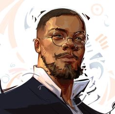 a digital painting of a man with glasses