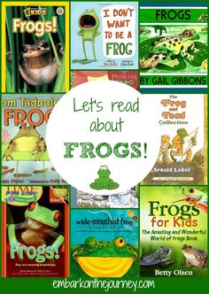 frog books with the title let's read about frogs