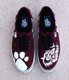 High School Spirit Shoes  by OriginalShoeCo on Etsy School Spirit Shoes, Custom Sneakers Bandana, Red Bandana Shoes, High School Spirit, College Shoes, Spirit Shoes, Homecoming Shoes, Pride Shoes