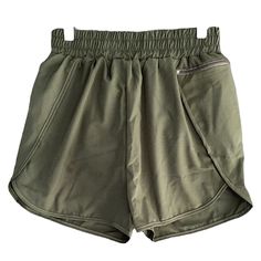 Olive Dark Green Satin Shorts With Zipper Pocket Elastic Waist Band Casual Cocktail Silk Shorts Stretch High Waist Shorts With Zipper Closure, Casual Spring Shorts With Zipper Closure, Trendy High-waisted Shorts With Zipper Closure, Casual Bottoms With Side Zipper In Short Length, Casual Bottoms With Side Zipper And Short Length, Trendy High-waisted Zipper Closure Shorts, Casual Bottoms With Side Zipper Short Length, Trendy High-waisted Shorts With Zipper, Cotton Bottoms With Zipper Closure In Short Style