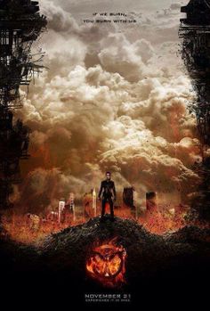 a movie poster with a man standing on top of a hill in front of a city