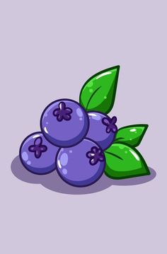 some blueberries with green leaves are on a purple background and there is no image to describe