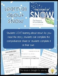 the story of snow with text and pictures