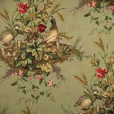 a wallpaper with birds and flowers on it