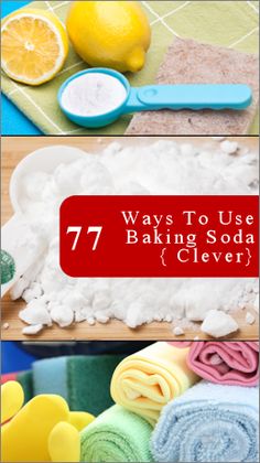 several different types of baking sodas and towels