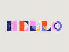 the word color is made up of different colored circles and lines on a gray background