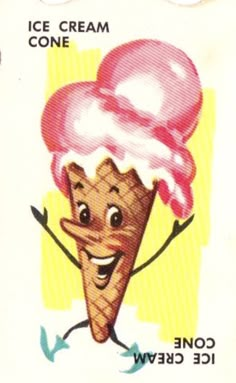 an ice cream sticker with a smiling cone on it's head and arms