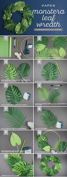 how to make a paper monster leaf wreath