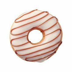 a glazed donut with white and orange icing