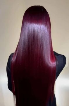 Cherry Red 1A hair 🧘🏼‍♀️ Long Hair Dye Ideas Coloring, Vampire Red Hair, Red Hair Bob, Deep Cherry Red Hair, Blonde With Red, Strawberry Blonde Hair Color Ideas, Red Long Hair, Red Purple Hair, Pelo Color Vino