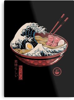 a bowl with chopsticks and an egg in it on top of a black background