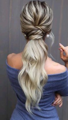 Ponytail Styles Bridesmaid, Long Pony Updo Wedding, Long Ponytail For Wedding, Bridesmaid Hairstyles French Braid, Low Ponytail Updo Wedding, Bride Hairstyles For Backless Dress, Bridesmaid Ponytail With Braid, Low Pony Tailed Hairstyle Prom, Long Hairstyles Wedding Bridesmaid