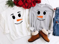 Snowman Face Sweatshirt, Snowwoman Sweater, Christmas Sweatshirt, Couples Christmas Sweats, Christmas Humor, Family Matching Snowman Sweat Thank you for choosing Snowdrop Gifts ❤️ SIZE ↠ We have size charts on our listing photos. ↠ Please reference the size charts that is provided in the listing photos to ensure you are selecting the best size based on your size and styling preference. SHIPPING AND PRODUCTION TIME ↠ Production time is 3-5 business days. ↠ Shipping Time is 1-5 business days. ↠ If you are in a RUSH, Please contact us. CARE INSTRUCTION ↠ Inside out, wash with delicate cycle. ↠ Lay flat to dry ↠ Do not bleach ↠ Do not iron directly onto the design ↠ Do not dry clean.  HOW DO I ORDER ↠ Please review all the information provided before placing an order. ↠ Select the shirt type a Snowman Sweater, Couples Christmas, Snowman Faces, Sweater Christmas, Christmas Couple, Glitz And Glam, Vinyl Colors, Family Matching, Christmas Sweatshirts