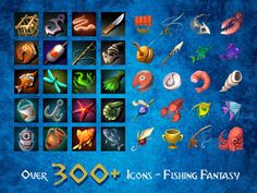 over 300 icons and fishing fantasys for the game's user interface, including various items