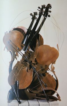 an arrangement of musical instruments sitting on top of each other