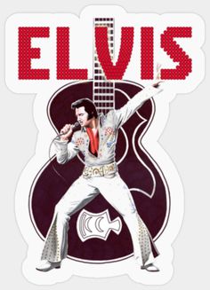 elvis presley poster with guitar in the background