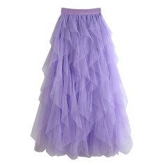 Style: Mesh Tiered Fluffy Long Tulle SkirtsItem Type: fluffy tulle skirt, long tulle skirt, long tutu skirt, a line long skirt, layered tulle skirt, layered tulle skirtLength: Mid-CalfFit Type: LooseSilhouette: PleatedWaistline: Empire Elasticity: Slight Pattern Type: SolidDetail: Layered Fabric Type: Mesh One SizeWaist: 23.62-37.80in / 60-96 cm Length: 33.46in / 85cm Flared Tulle Maxi Skirt With Lining, Summer Prom Long Skirt, Chic Summer Prom Bottoms, Chic Summer Bottoms For Prom, Full Tulle Maxi Skirt With Lined Skirt, Summer Maxi Skirt For Prom, Tulle Ruffled Flared Skirt, Purple Tulle Skirt For Summer, Summer Purple Tulle Skirt